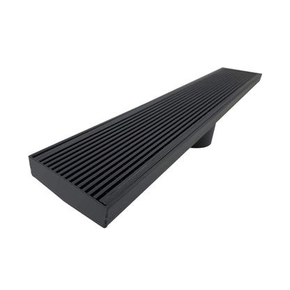 Standard Length Wedge Wire Grate and Channel Drain - Matte Black