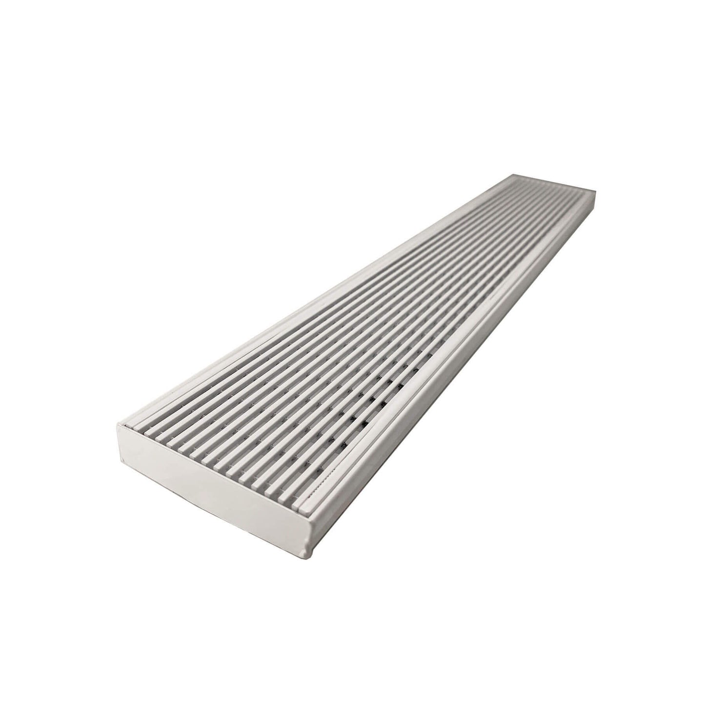 Standard Length Wedge Wire Grate and Channel Drain - White
