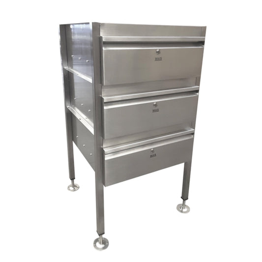 Freestanding Stainless Steel 3 Draw Unit Lockable