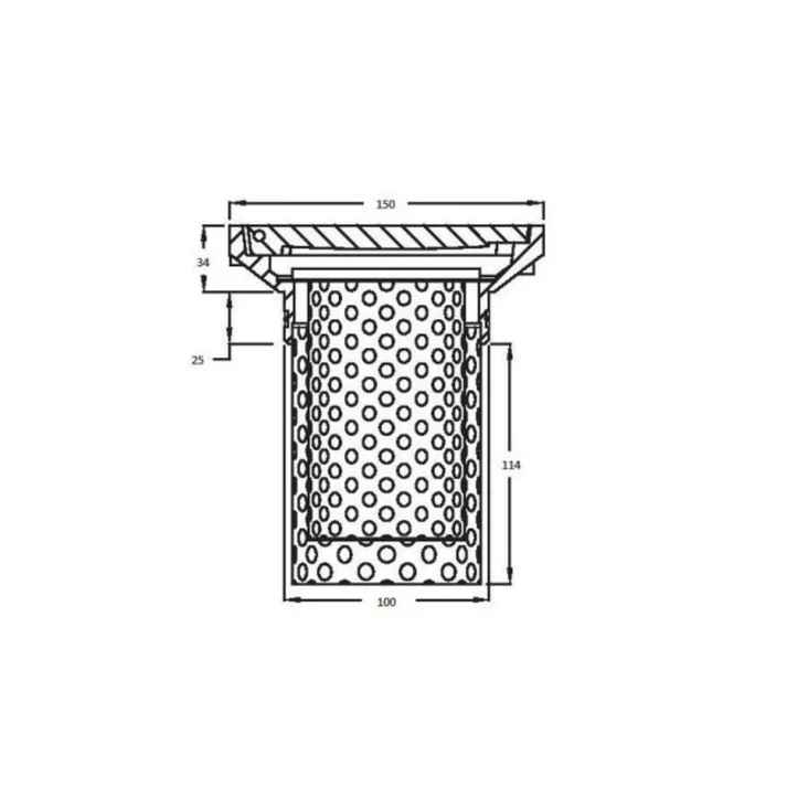 MAS-FG100S-Bucket-Floor-Waste-150mm-Dimensions
